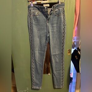 Knox Rose Blue Jeans with Patterned Trim